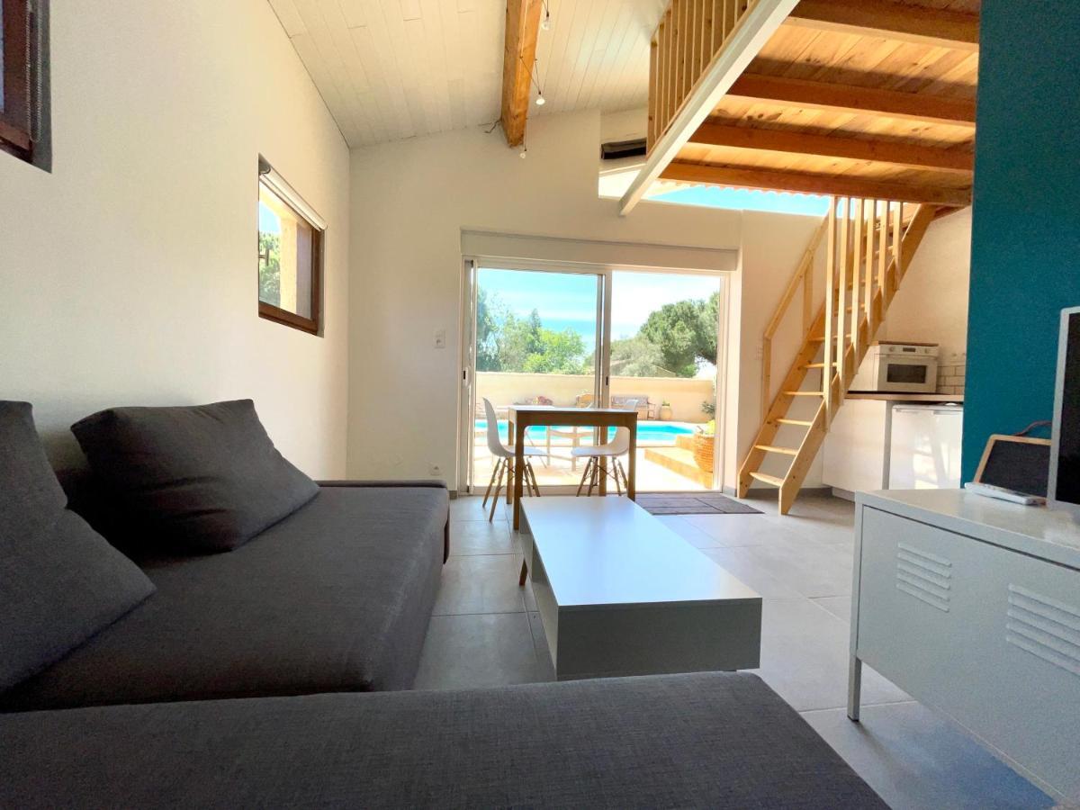 Annexe Des Pins - Studio Gite Avec Piscine & Climatisation Villeneuve-lès-Béziers Exterior foto